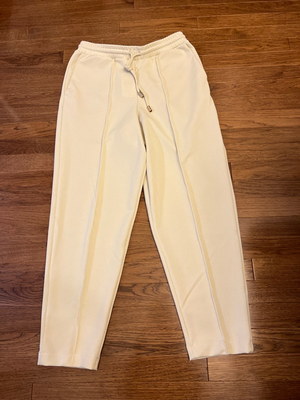 Mango Cream Drawstring Tapered Pants